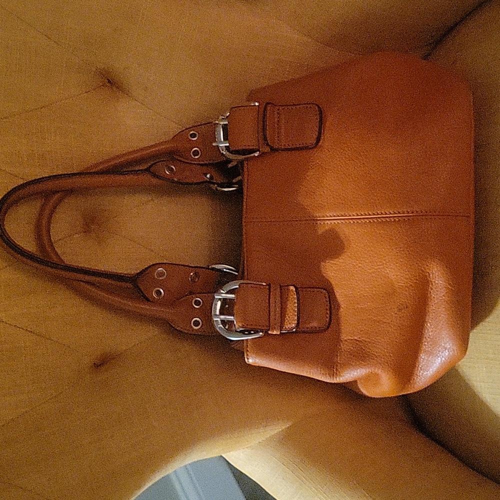 Tignanello Orange Leather Satchel